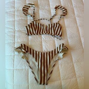Kendall & Kylie swimsuit, Burnt Orange and white stripes, size S
